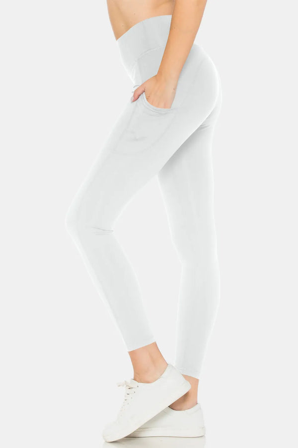 Leggings Depot High Waist Leggings with Pockets White - Fashorio