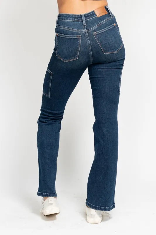 Judy Blue Full Size High Waist Cargo Bootcut Jeans Plus Size - Fashorio