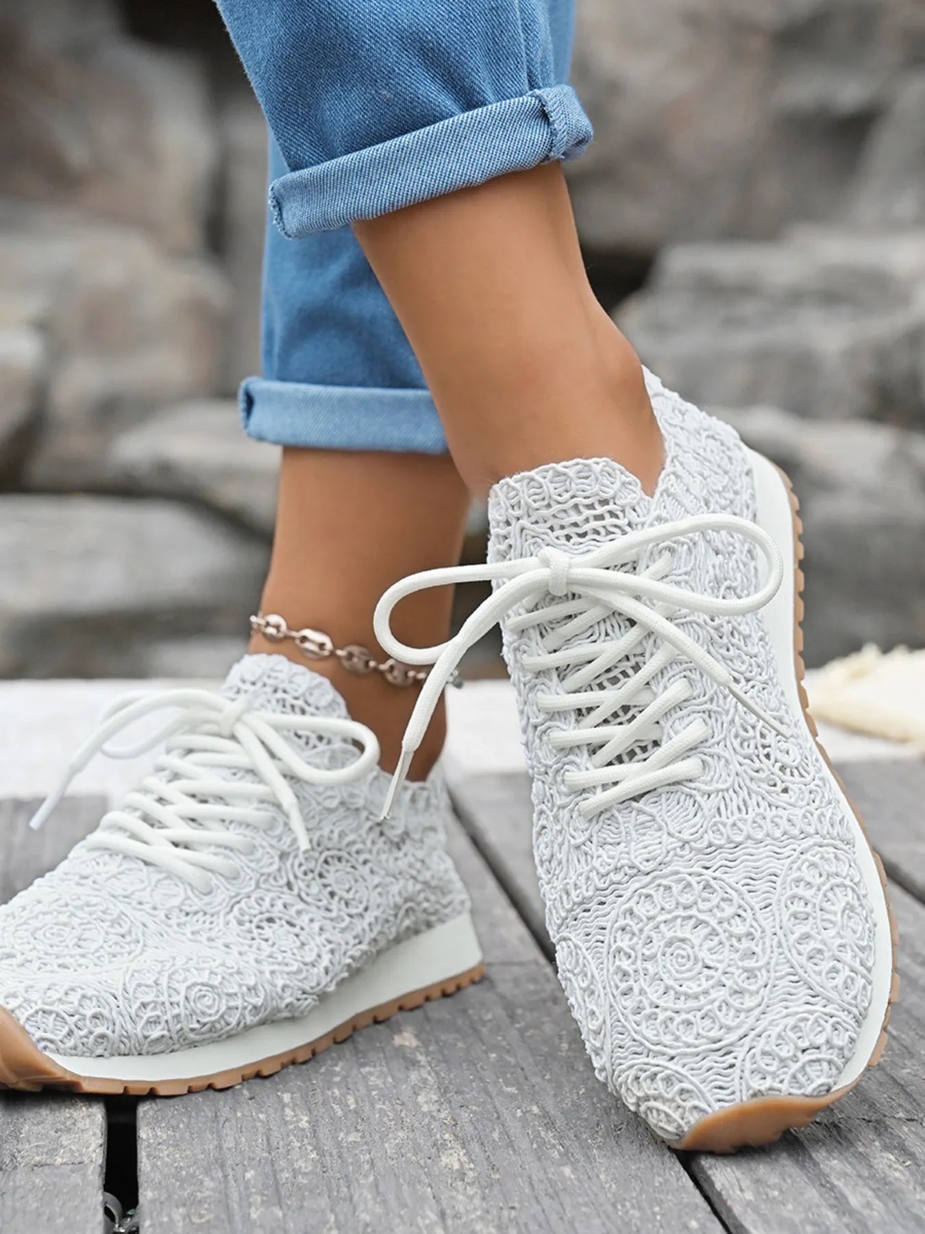 Mesh Lace Up Sneakers - Fashorio