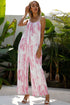 Shiny Tie-Dye Spaghetti Strap Jumpsuit with Pockets Pink - Fashorio