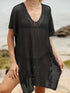 Side Tied V-Neck Cover-Up Black One Size - Fashorio
