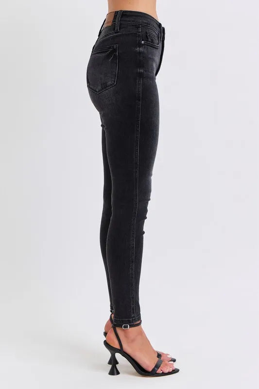 Judy Blue Plus Size Mid Rise Tummy Control Skinny Jeans – Flattering Fit - Fashorio
