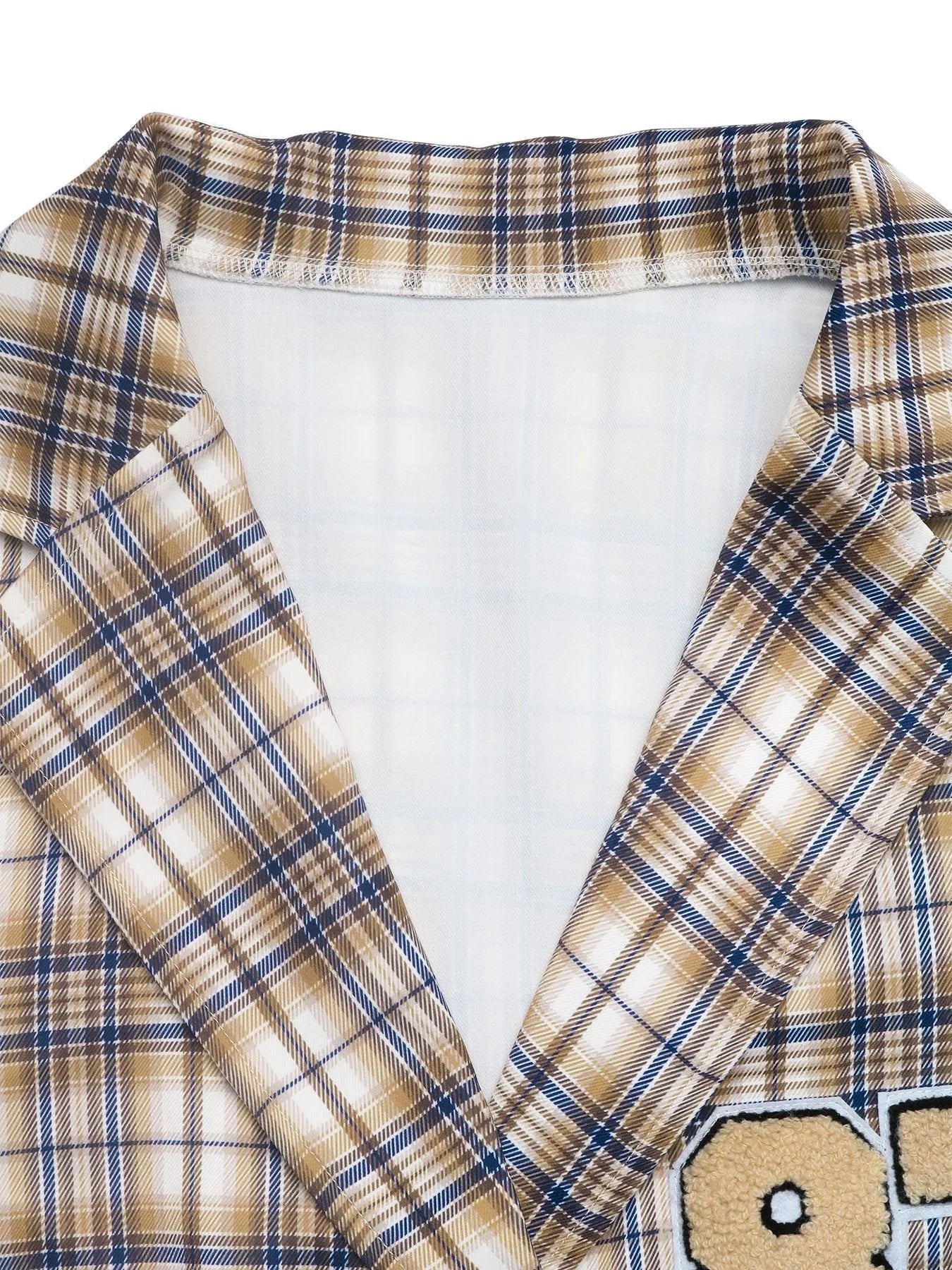 Number 87 Plaid Long Sleeve Blazer - Fashorio