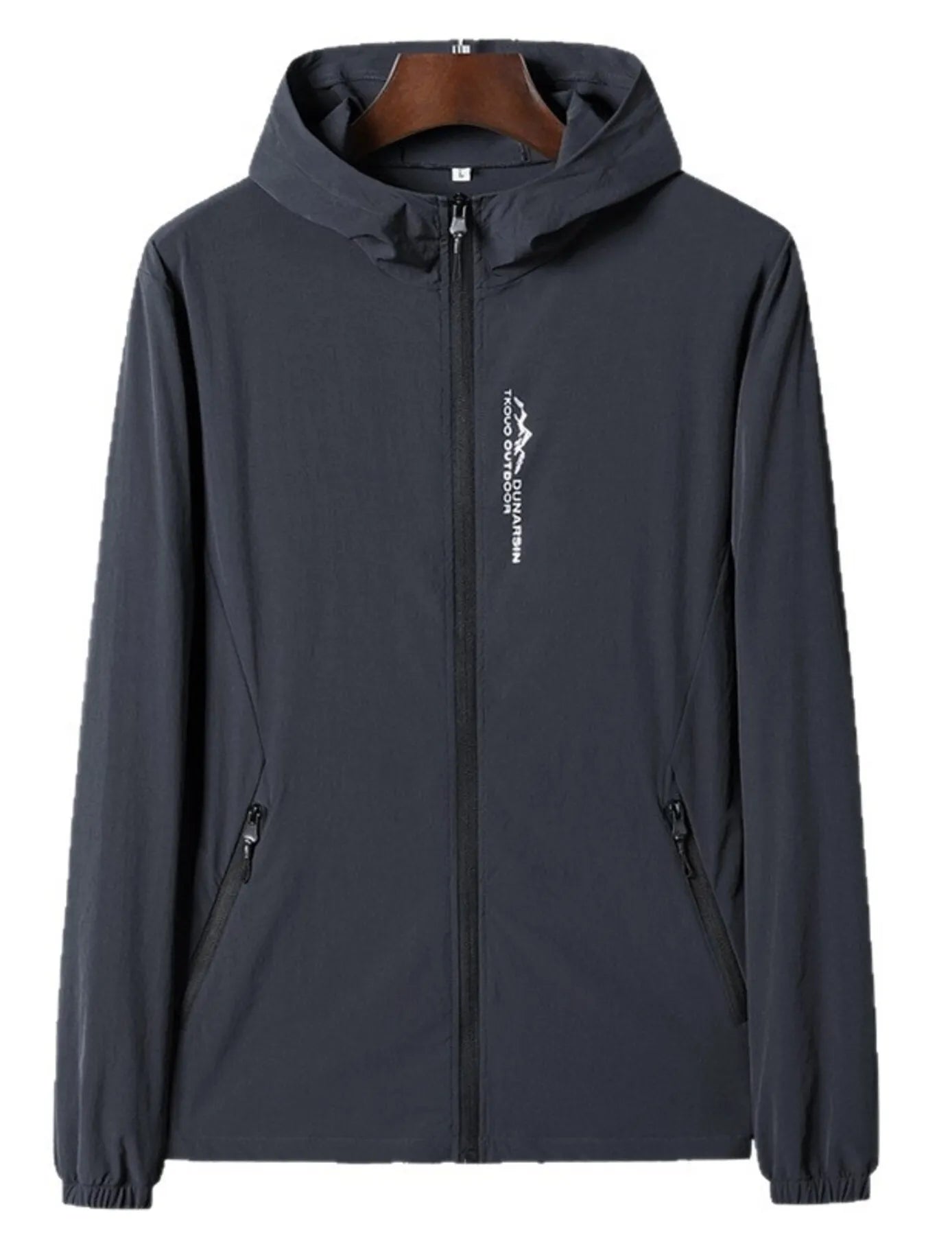 Men's Plus Size Zip Up Long Sleeve Hooded Jacket Dark Gray - Fashorio