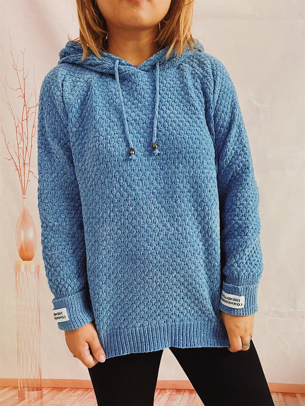 Drawstring Long Sleeve Hooded Sweater - Fashorio