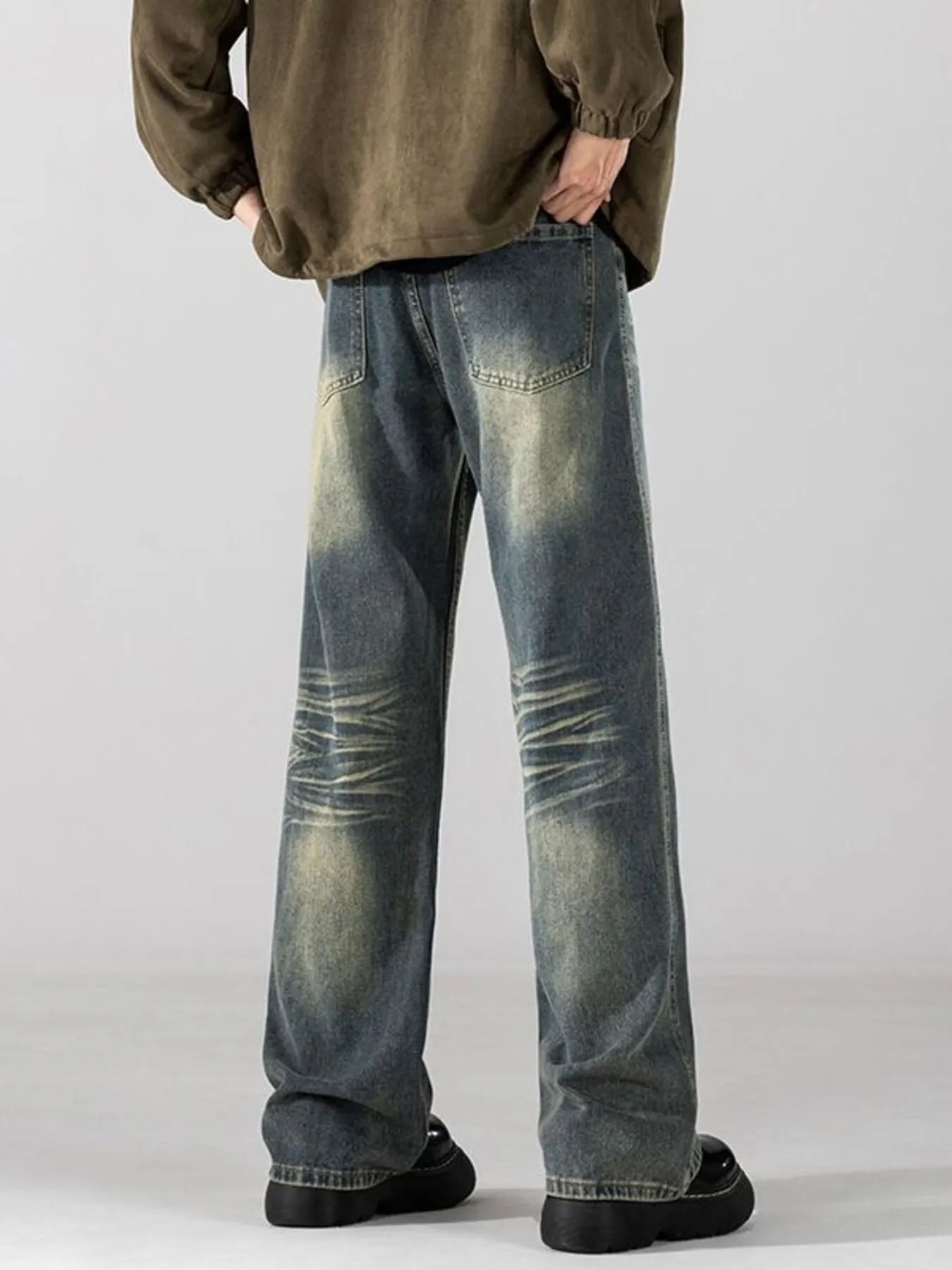 Men's Full Size Wide Leg Washed Jeans Plus Size - Fashorio