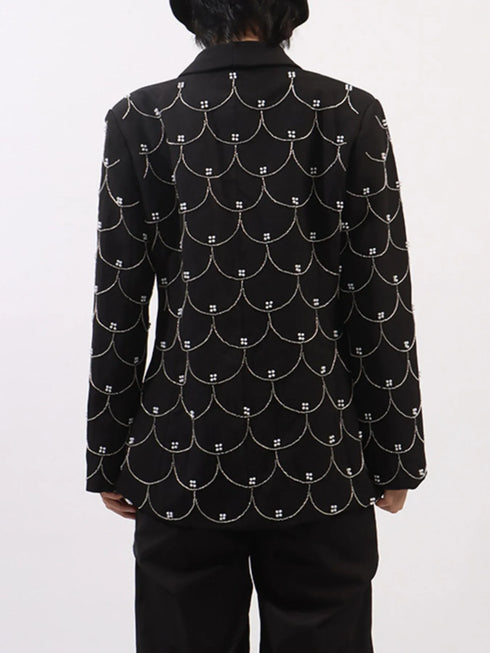 Pearl Detail Long Sleeve Blazer - Fashorio