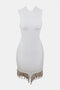 Rhinestone Tassel Hem Bodycon Dress - Fashorio