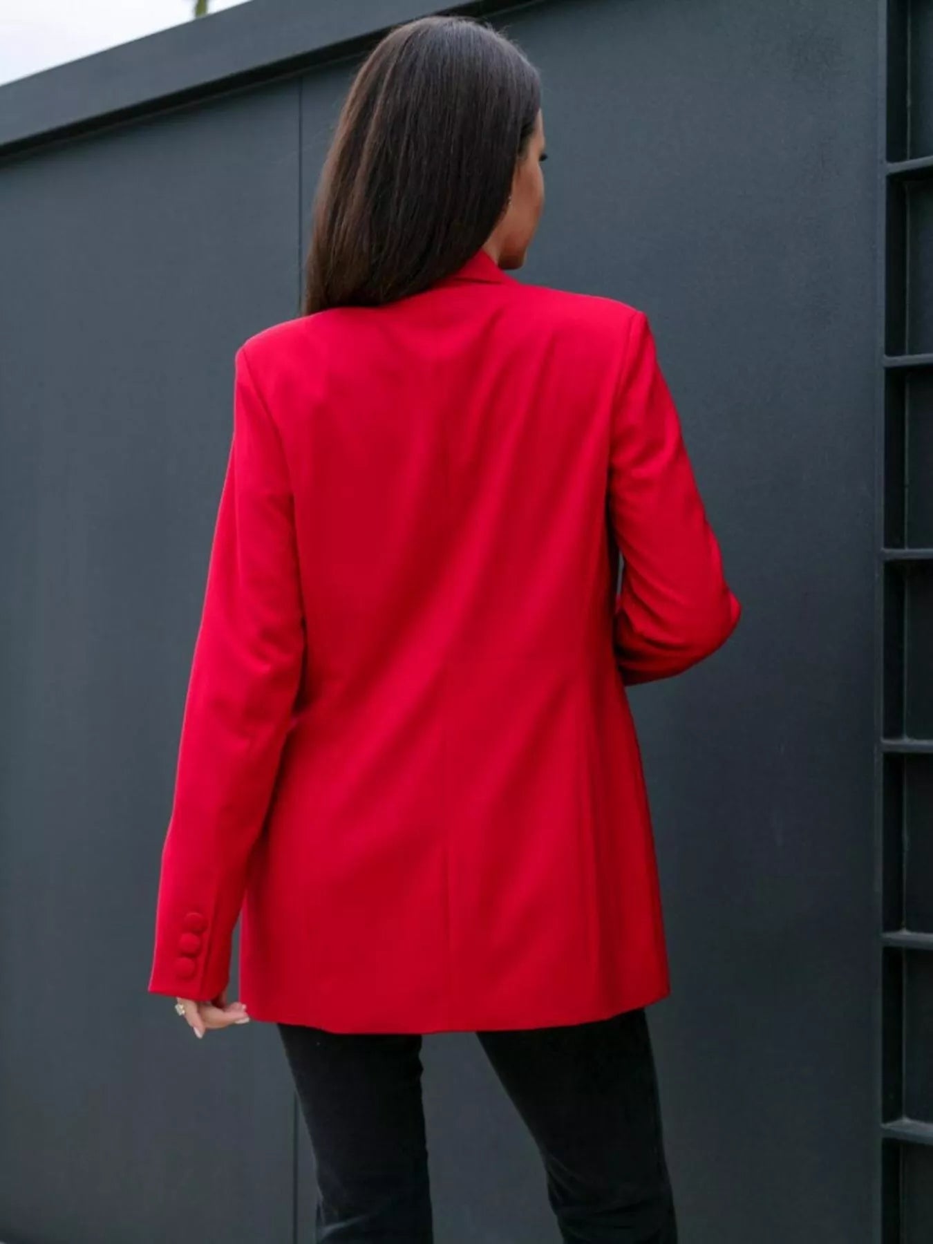 Lapel Collar Long Sleeve Blazer - Fashorio