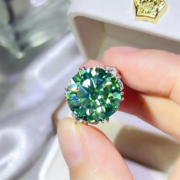 10 Carat Moissanite 925 Sterling Silver Ring Green - Fashorio