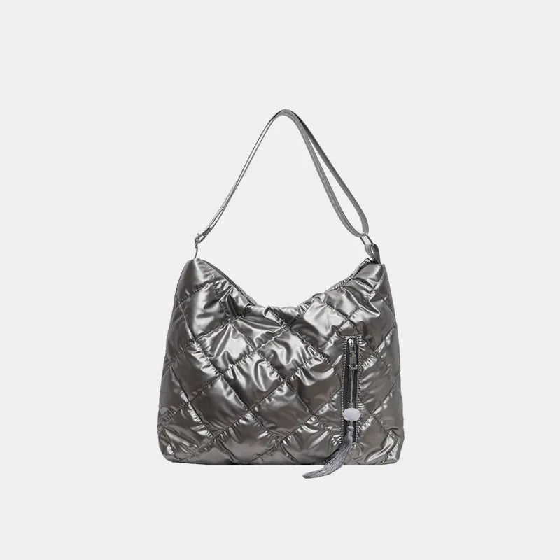 Quilted Nylon Travel Bag Gray One Size - Fashorio