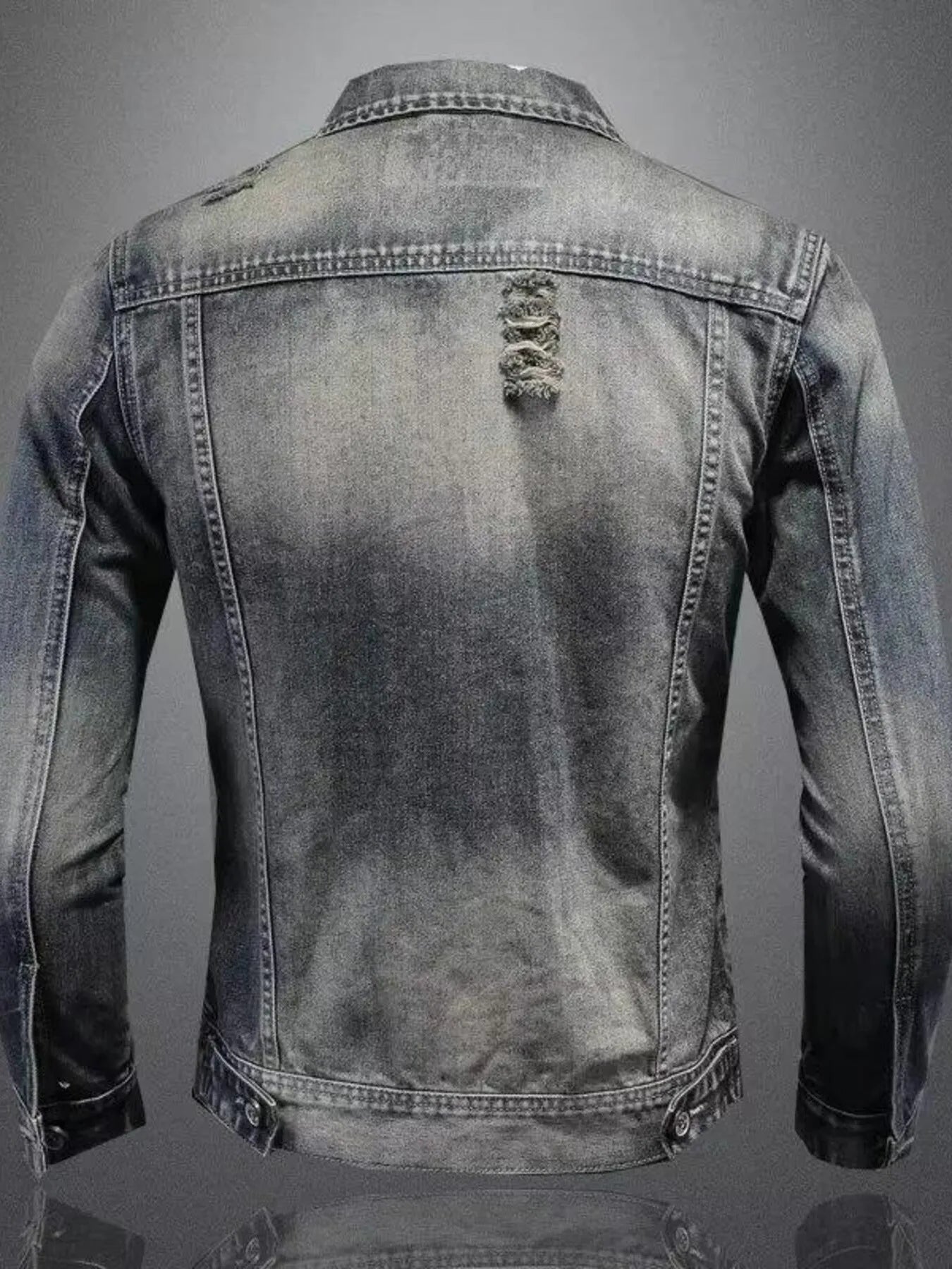Men's Plus Size Button Up Long Sleeve Denim Jacket - Fashorio