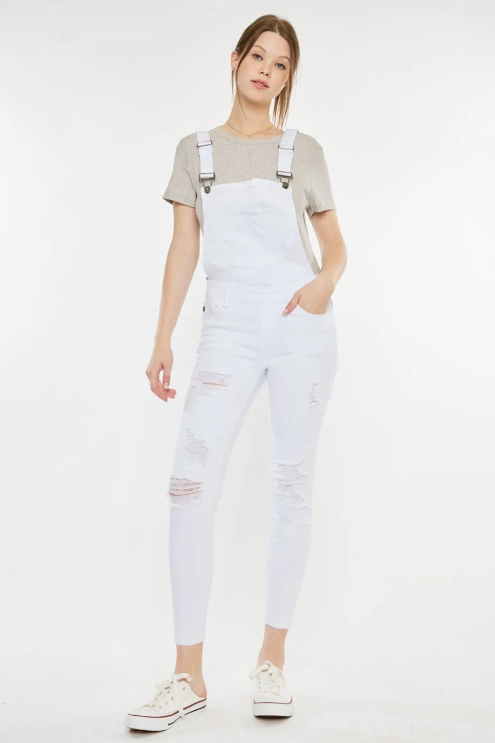 Kancan Distressed Skinny Denim Overalls - Fashorio