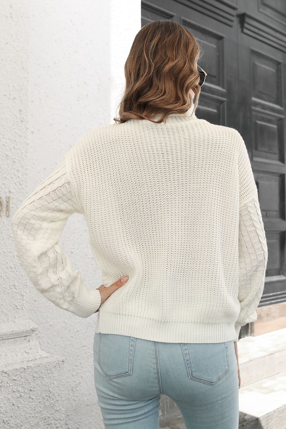 Cable-Knit Turtleneck Sweater - Fashorio
