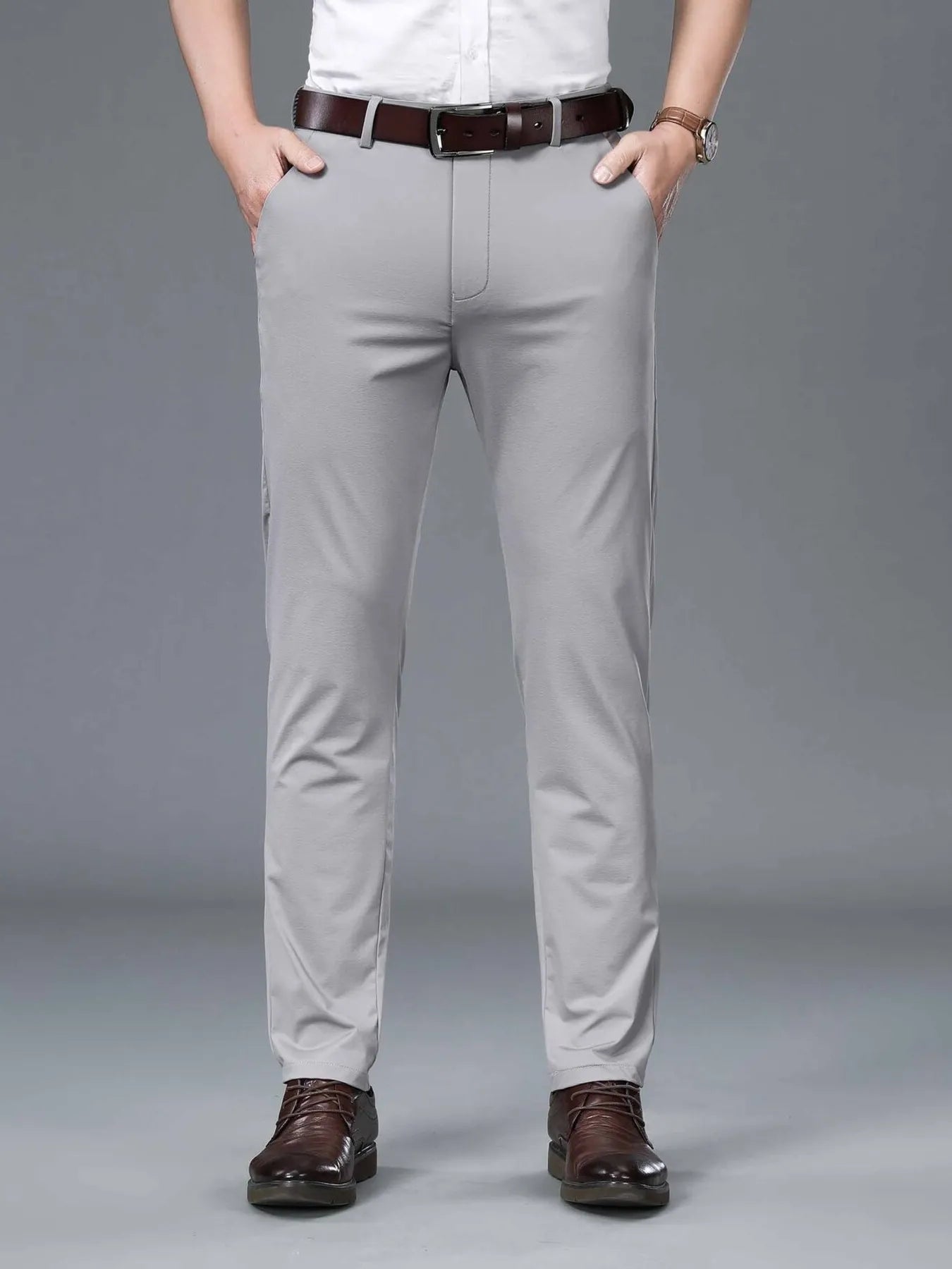 Men's Slim Fit Pants Light Gray - Fashorio