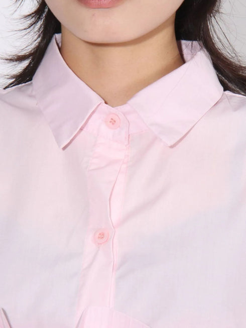 Ruffle Peplum Button-Down Shirt - Fashorio