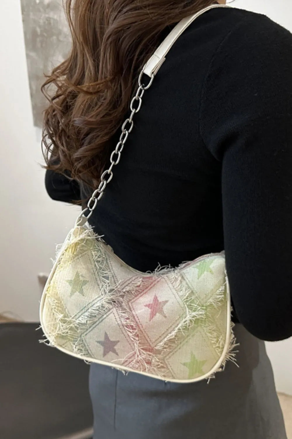 Fringe Star Print Shoulder Bag - Fashorio