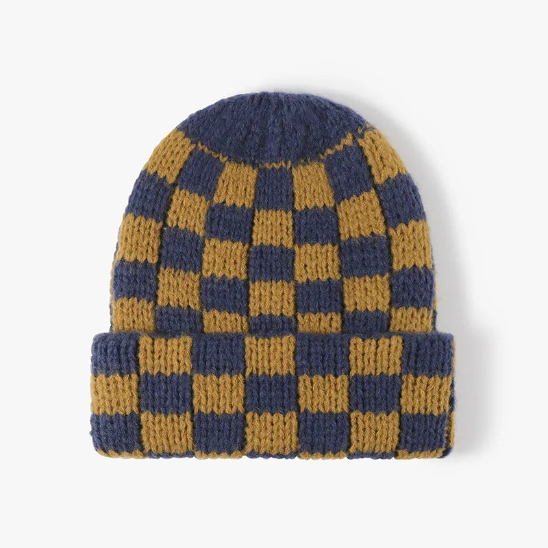 Thermal Checkered Hat Mustard One Size - Fashorio