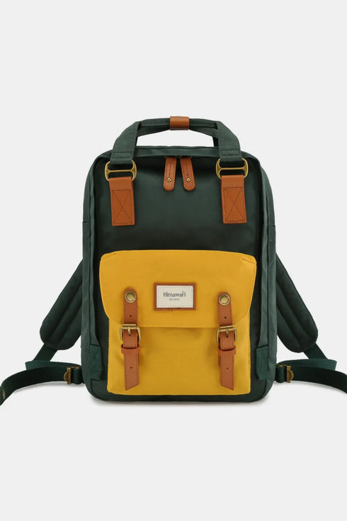 Himawari Contrast Waterproof Nylon Backpack Bag Green Yellow One Size - Fashorio