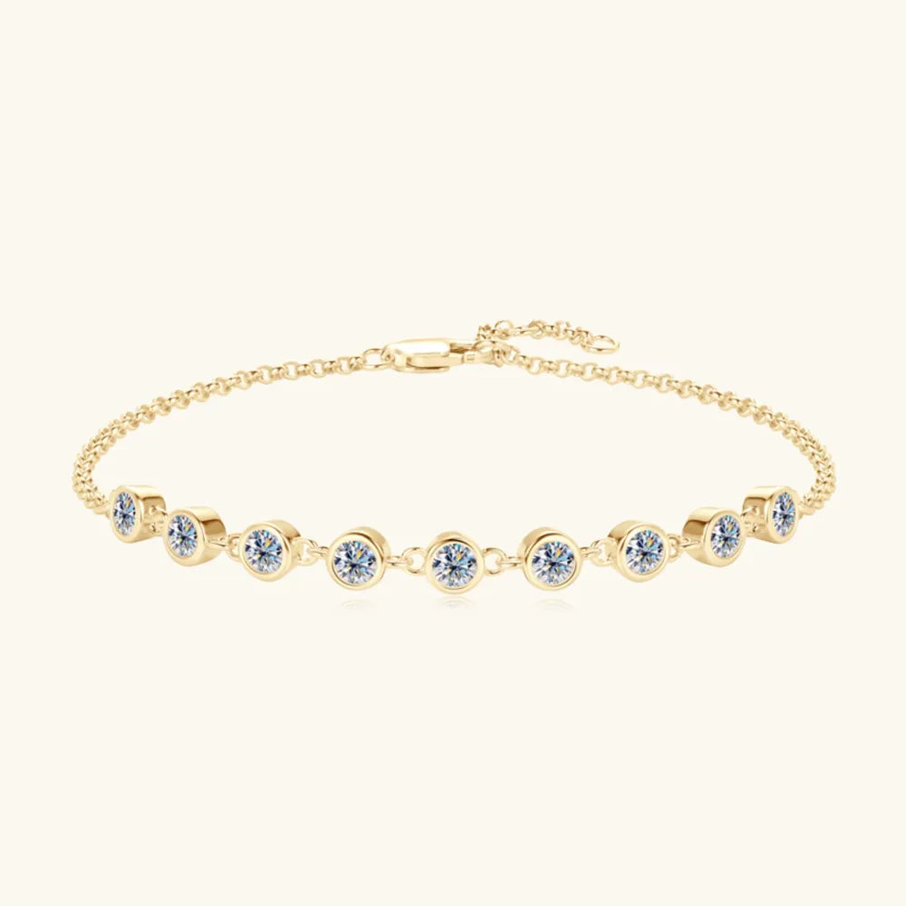 Inlaid Moissanite 925 Sterling Silver Bracelet - Fashorio