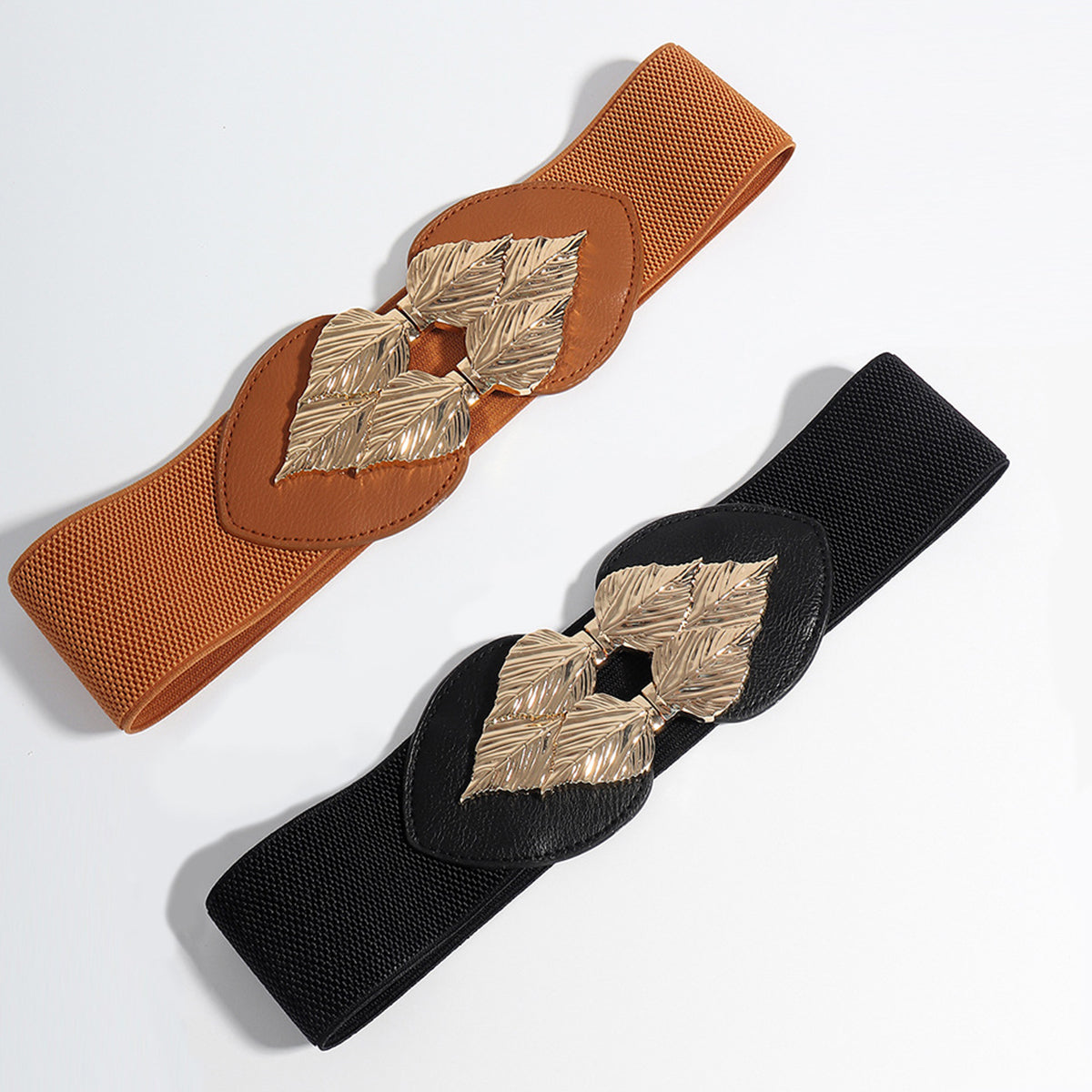 Alloy Leaf Buckle Elastic Belt - Fashorio