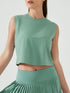 Millennia Round Neck Cropped Active Tank Teal - Fashorio