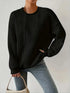 Round Neck Long Sleeve Sweatshirt Black - Fashorio