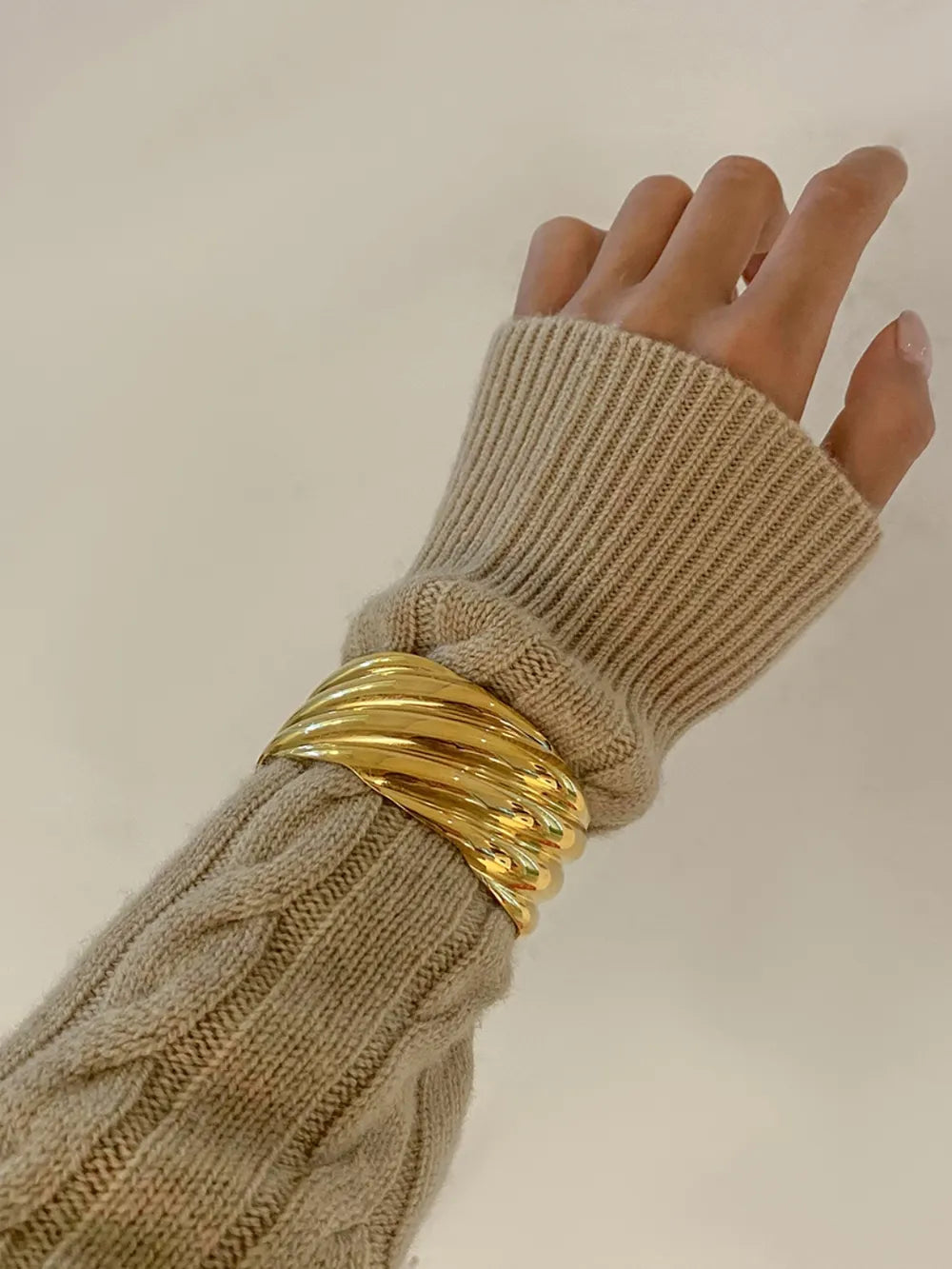 18K Gold-Plated Stainless Steel Open Ring - Fashorio