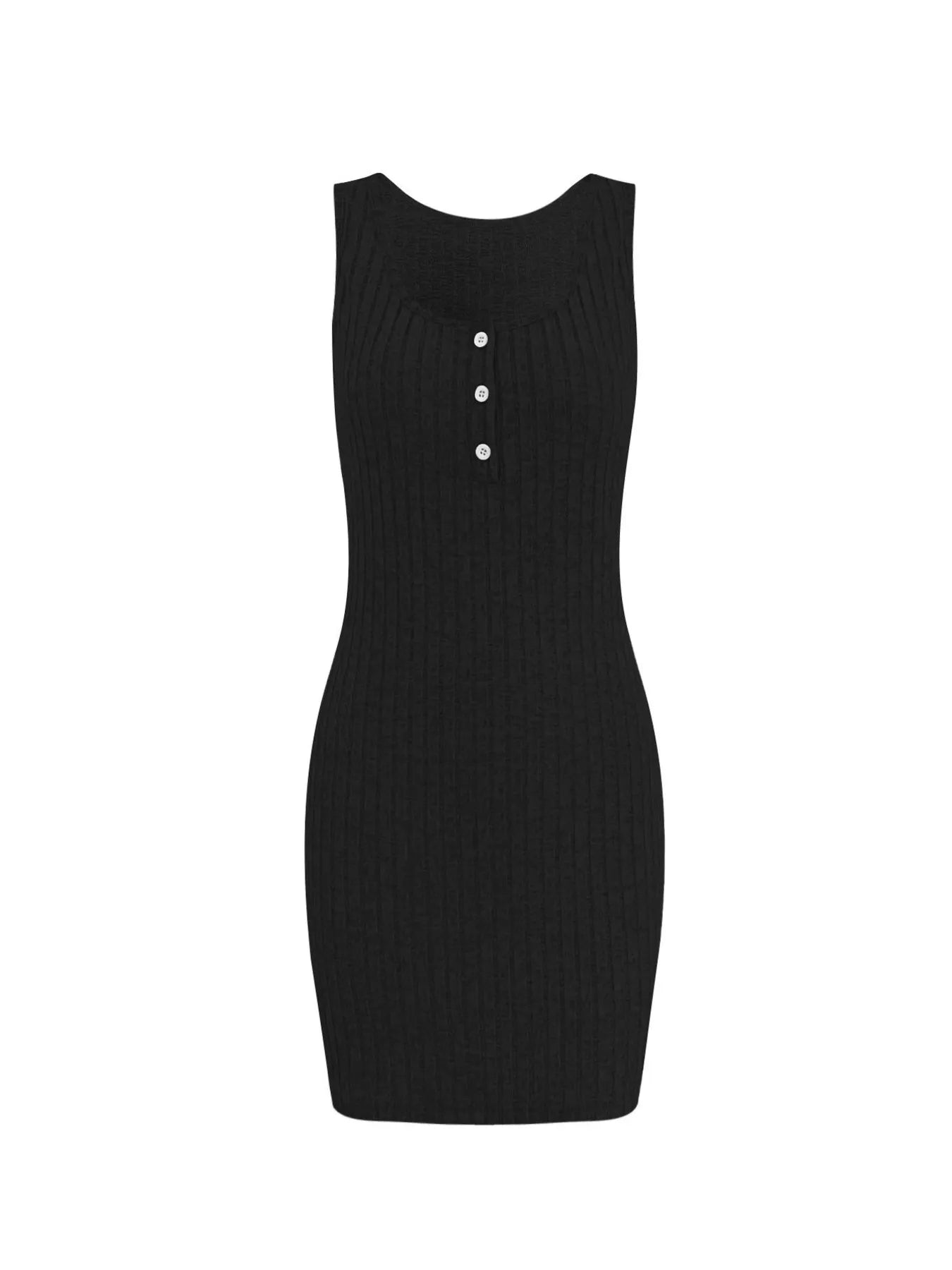 Ribbed Button Front Dress and Cardigan Sweater Set - Fashorio
