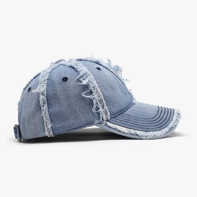 Raw Hem Cotton Baseball Cap - Fashorio