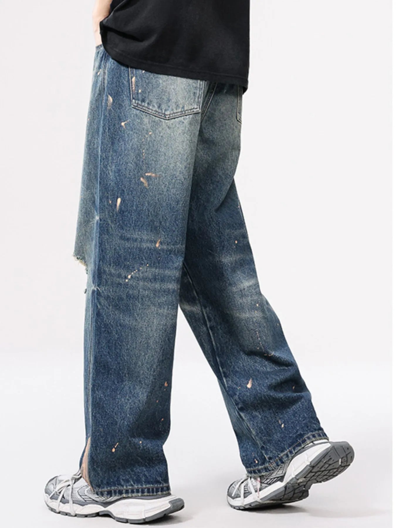 Men's Full Size Distressed Wide Leg Vintage Jeans Plus Size - Fashorio