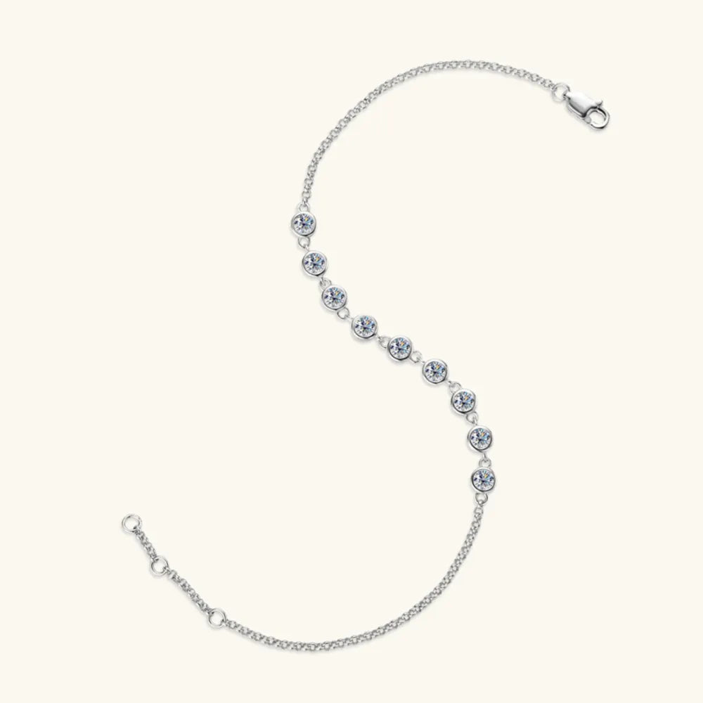Inlaid Moissanite 925 Sterling Silver Bracelet - Fashorio