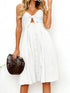 Smocked Sweetheart Cami Dress with Cutout & Tie Detail White - Fashorio