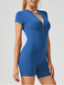 Half Zip Short Sleeve Active Romper Blue - Fashorio