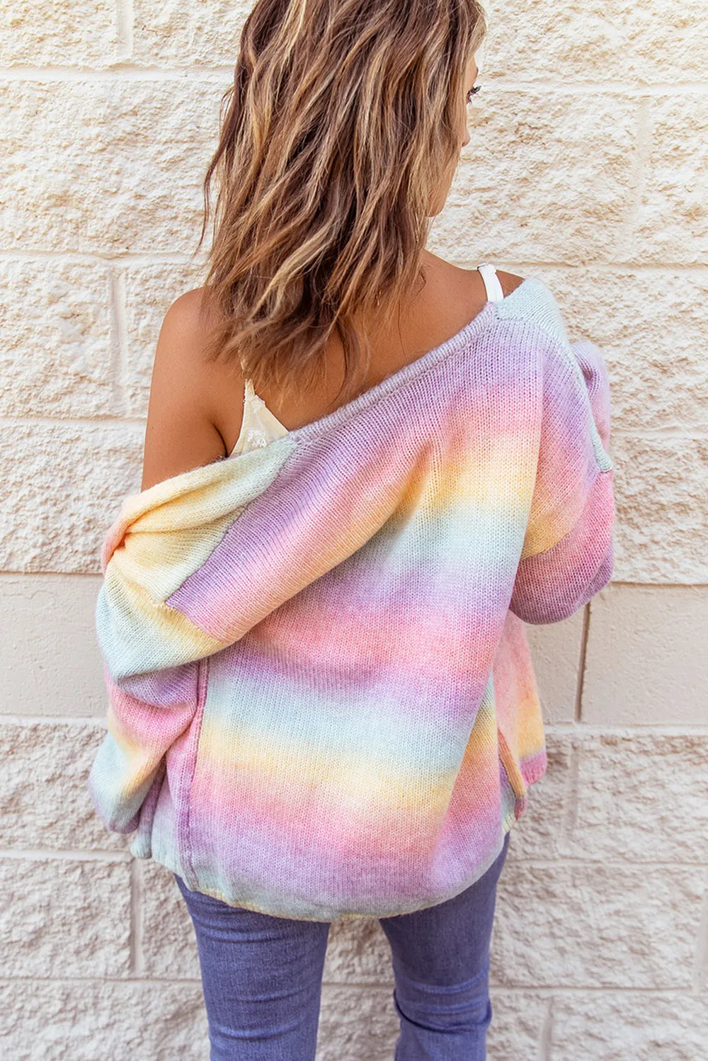 Gradient Open Front Drop Shoulder Cardigan - Fashorio