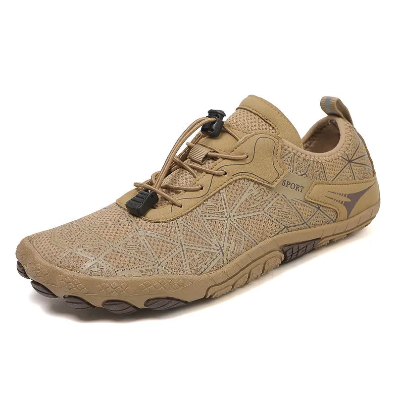 Elastic Lock Laces Mesh Contrast Breathable Athletic Khaki - Fashorio