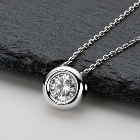 1 Carat Moissanite 925 Sterling Silver Necklace - Fashorio