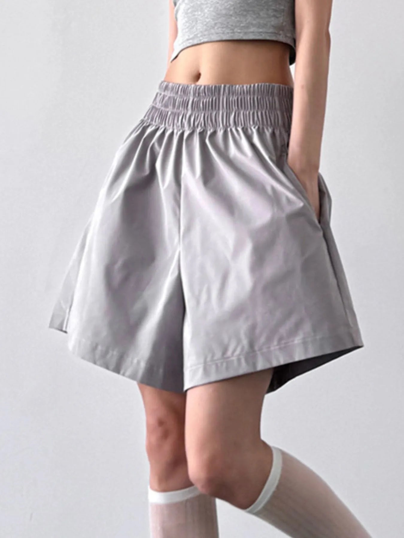 Smocked Wide-Leg Shorts - Fashorio