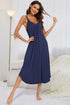 V-Neck Midi Lounge Dress Dark Blue - Fashorio