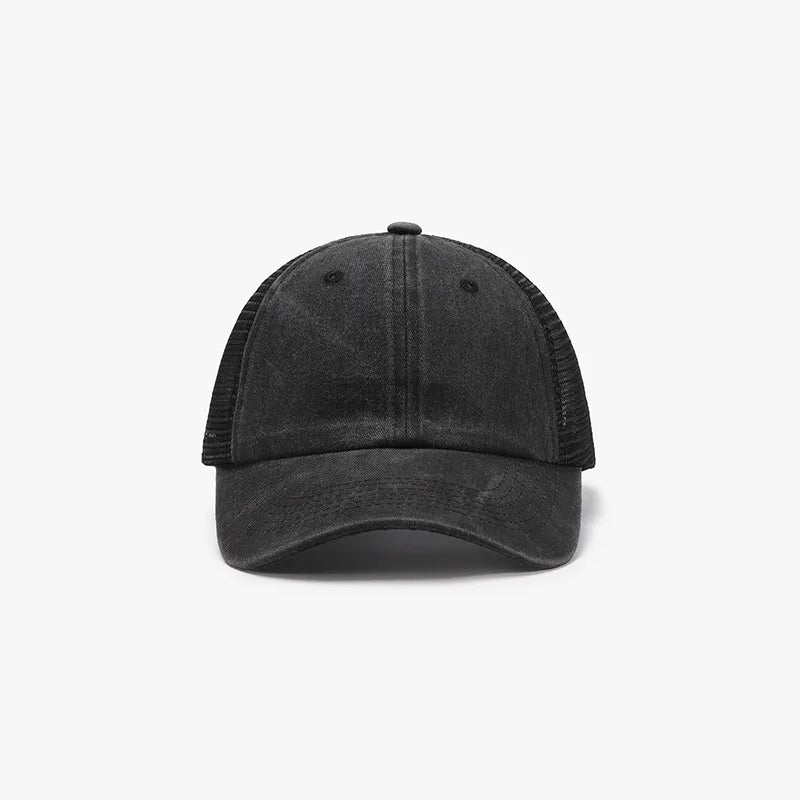 Breathable Mesh Adjustable Baseball Cap Black One Size - Fashorio