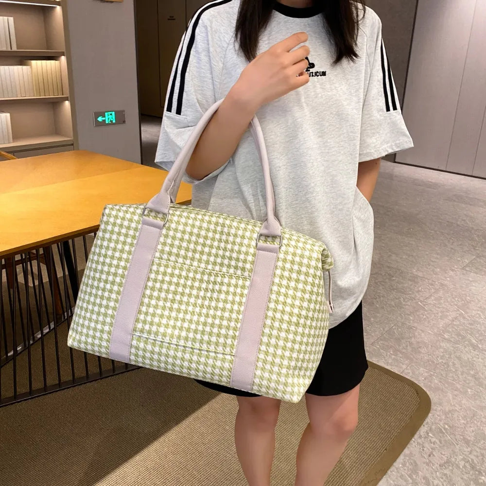 Houndstooth Canvas Travel Bag - Fashorio