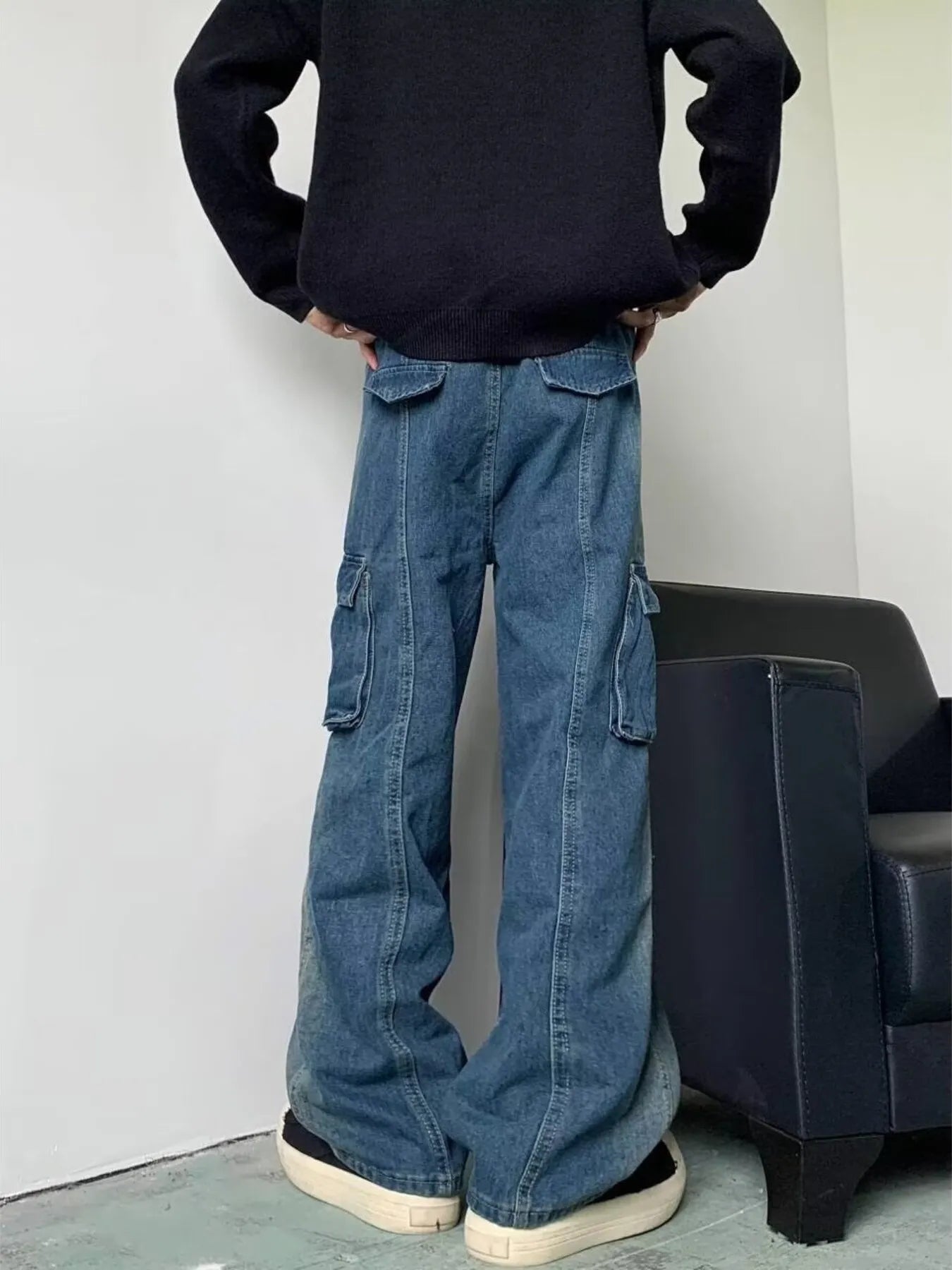 Men's Full Size Cargo Wide Leg Baggy Jeans Plus Size - Fashorio