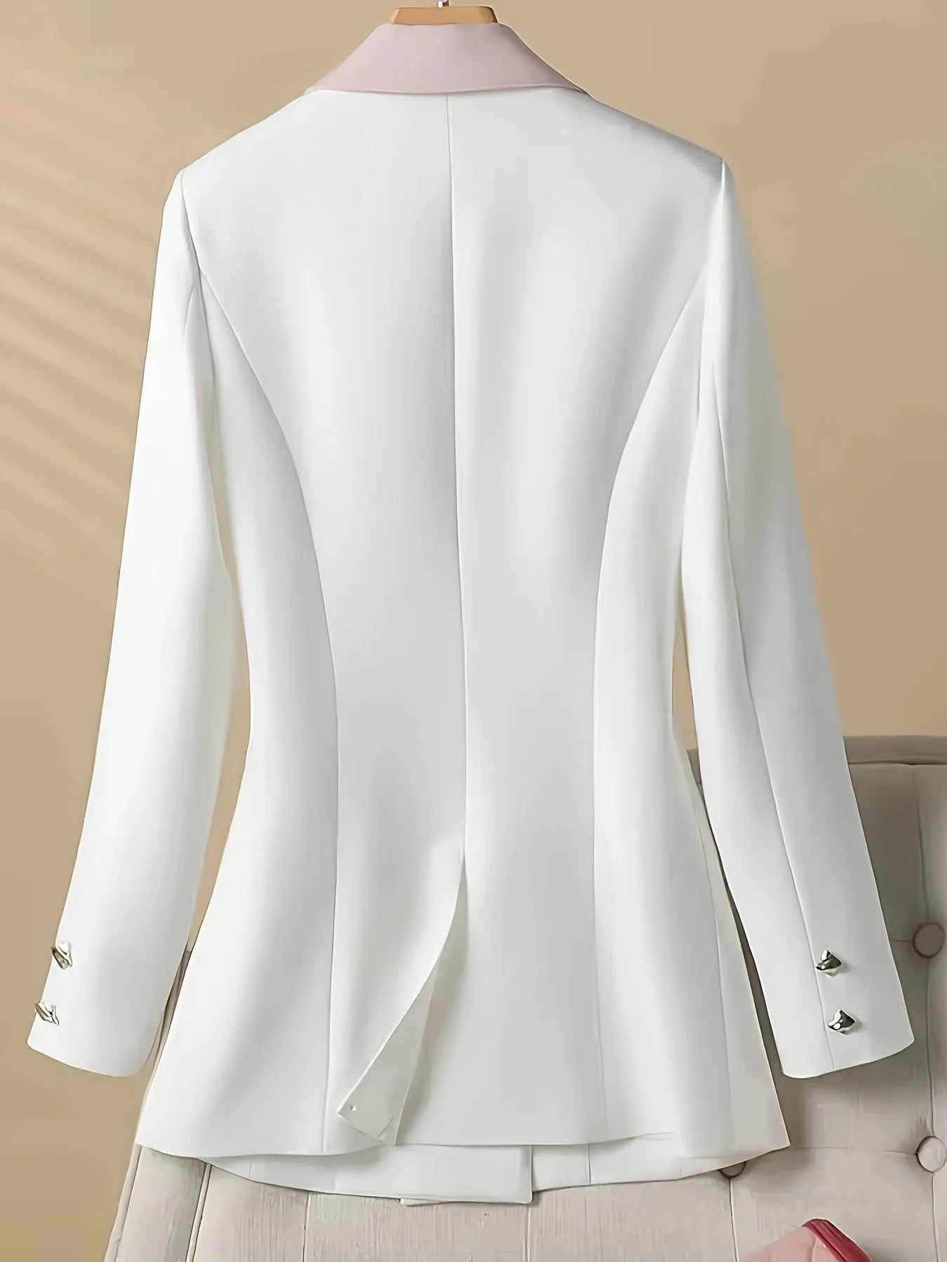 Double-Breasted Contrast Trim Blazer - Fashorio