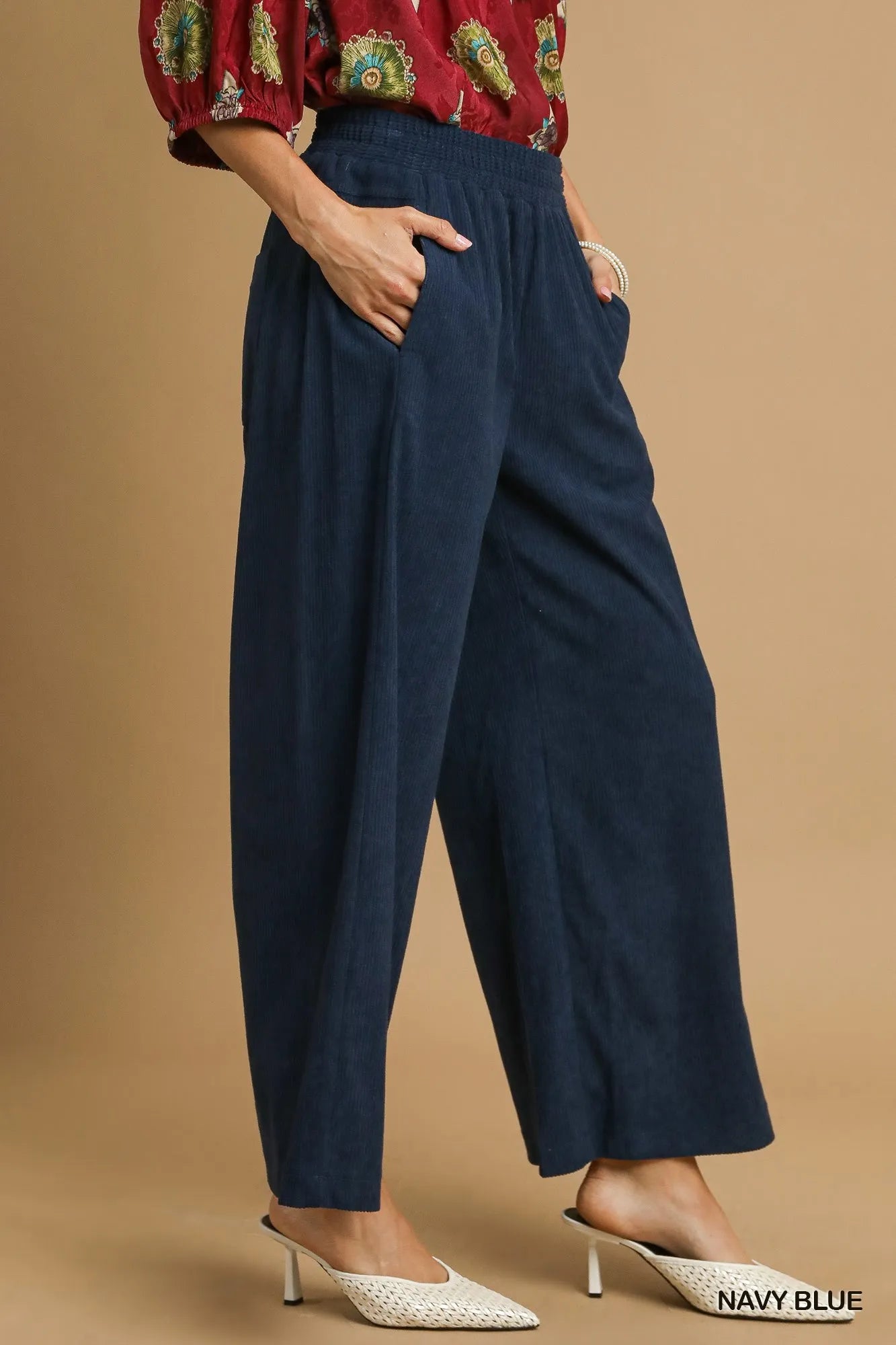 Umgee Wide-Leg Corduroy Pants - Fashorio
