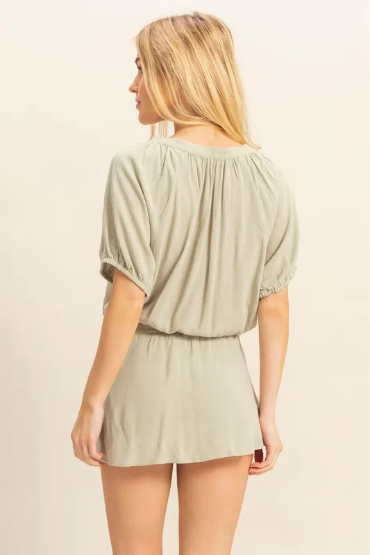 HYFVE Drawstring Hem Short Sleeve Top and Skort Set - Fashorio