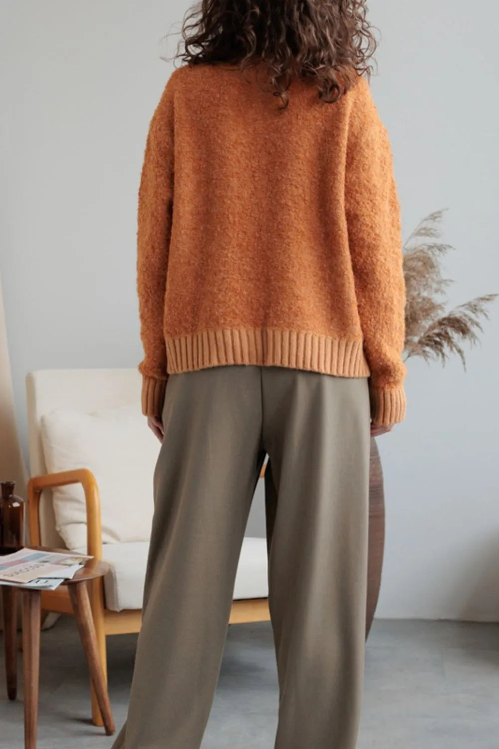 Collared Neck Button Down Long Sleeve Cardigan - Fashorio