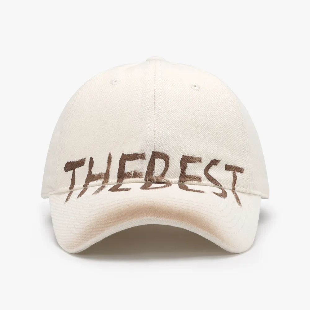 Letter Adjustable Baseball Cap Beige One Size - Fashorio