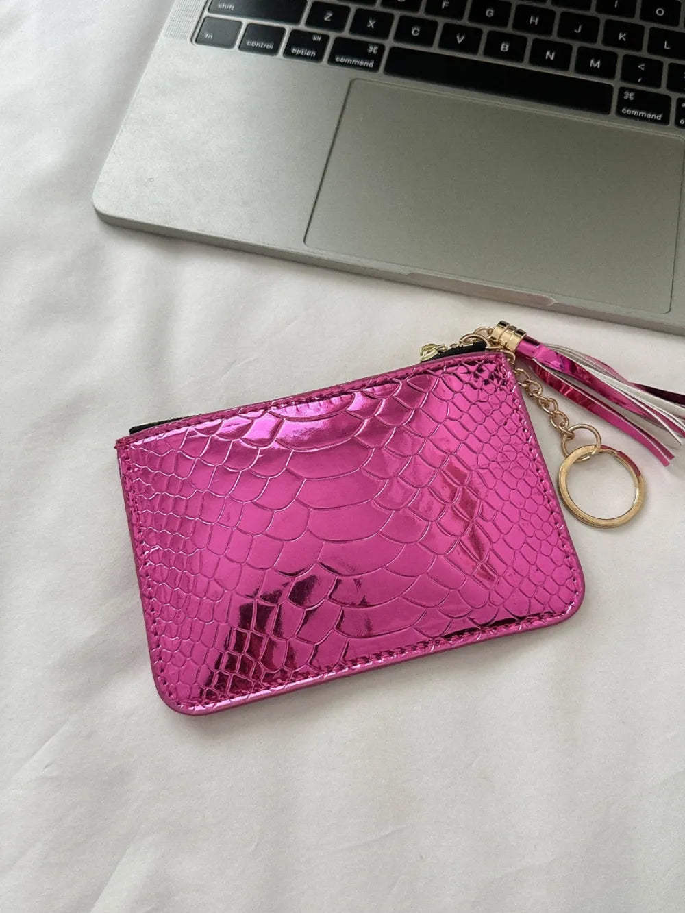 PU Leather Tassel Trim Card Case - Fashorio