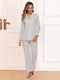Collared Neck Loungewear Set with Pocket White - Fashorio