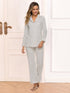 Collared Neck Loungewear Set with Pocket White - Fashorio